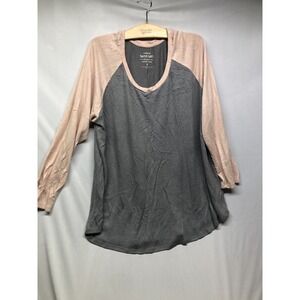 Torrid Super Soft Plush Women 3X Gray An Pink V Neck 3/4 Sleeve V Neck Stretch